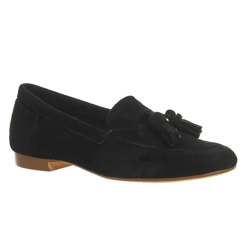 Office London Retro Black Leather Suede Loafers Size 39